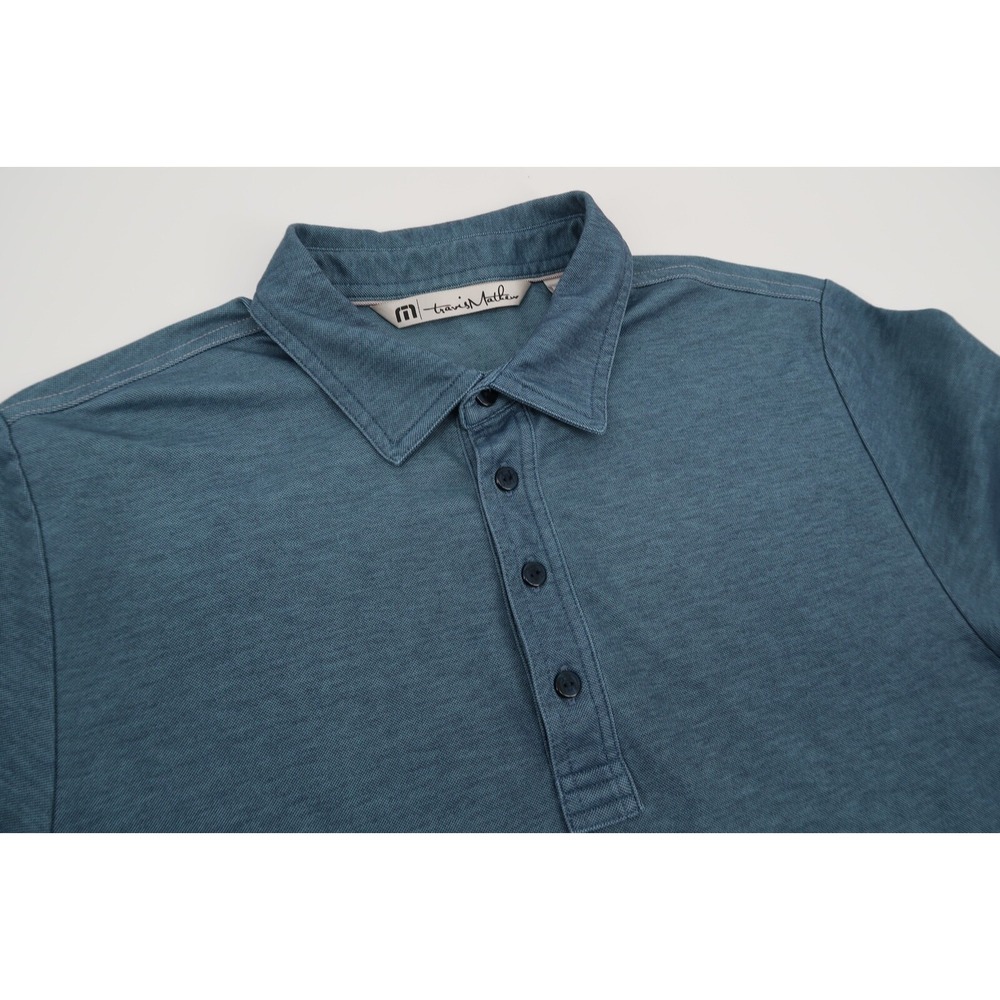 Travis Mathew Mens Medium Blue Heather Performance‎ Golf Polo Shirt